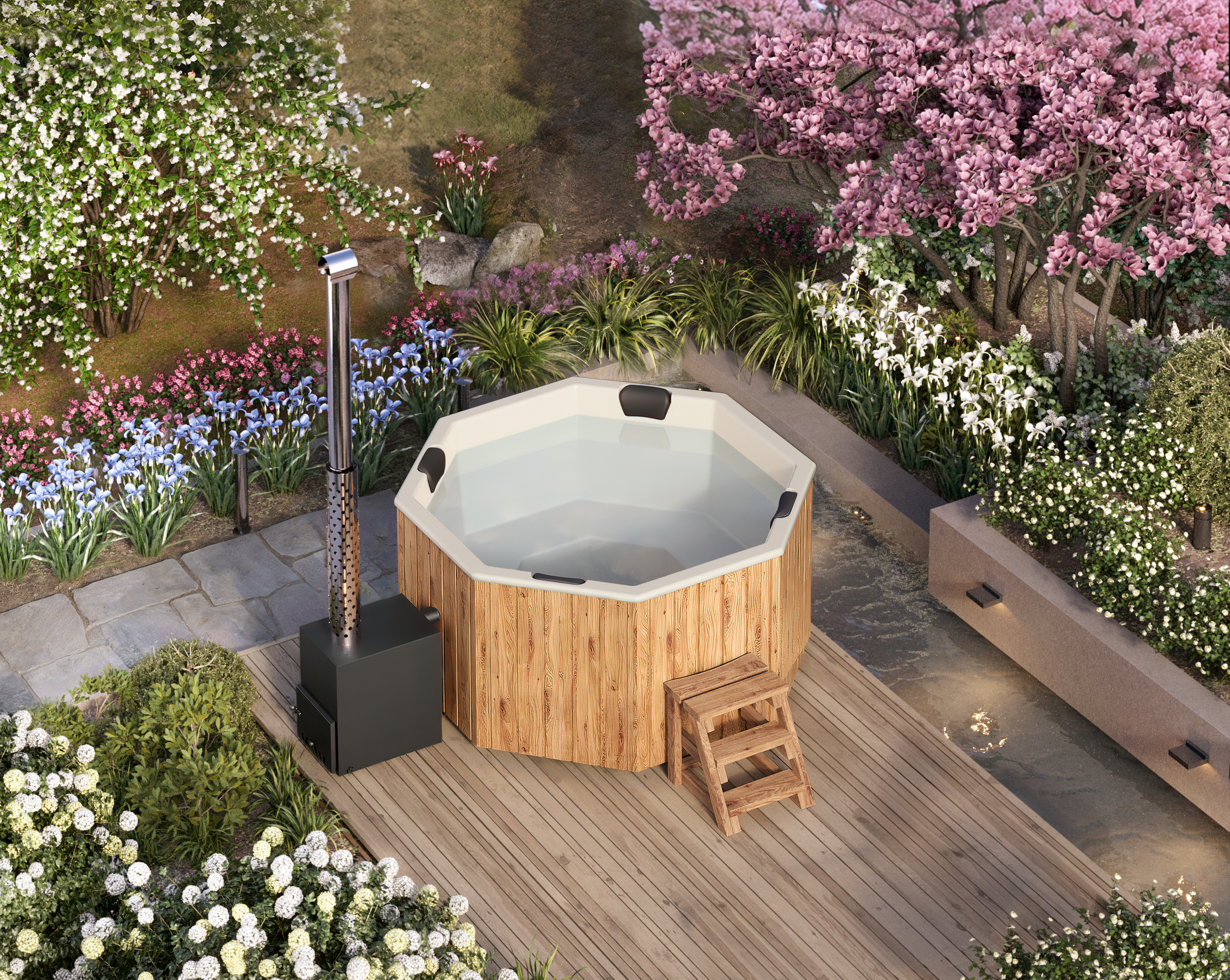 Vildmarksbad Fiberglas Octa - 2x2m - 7 personer