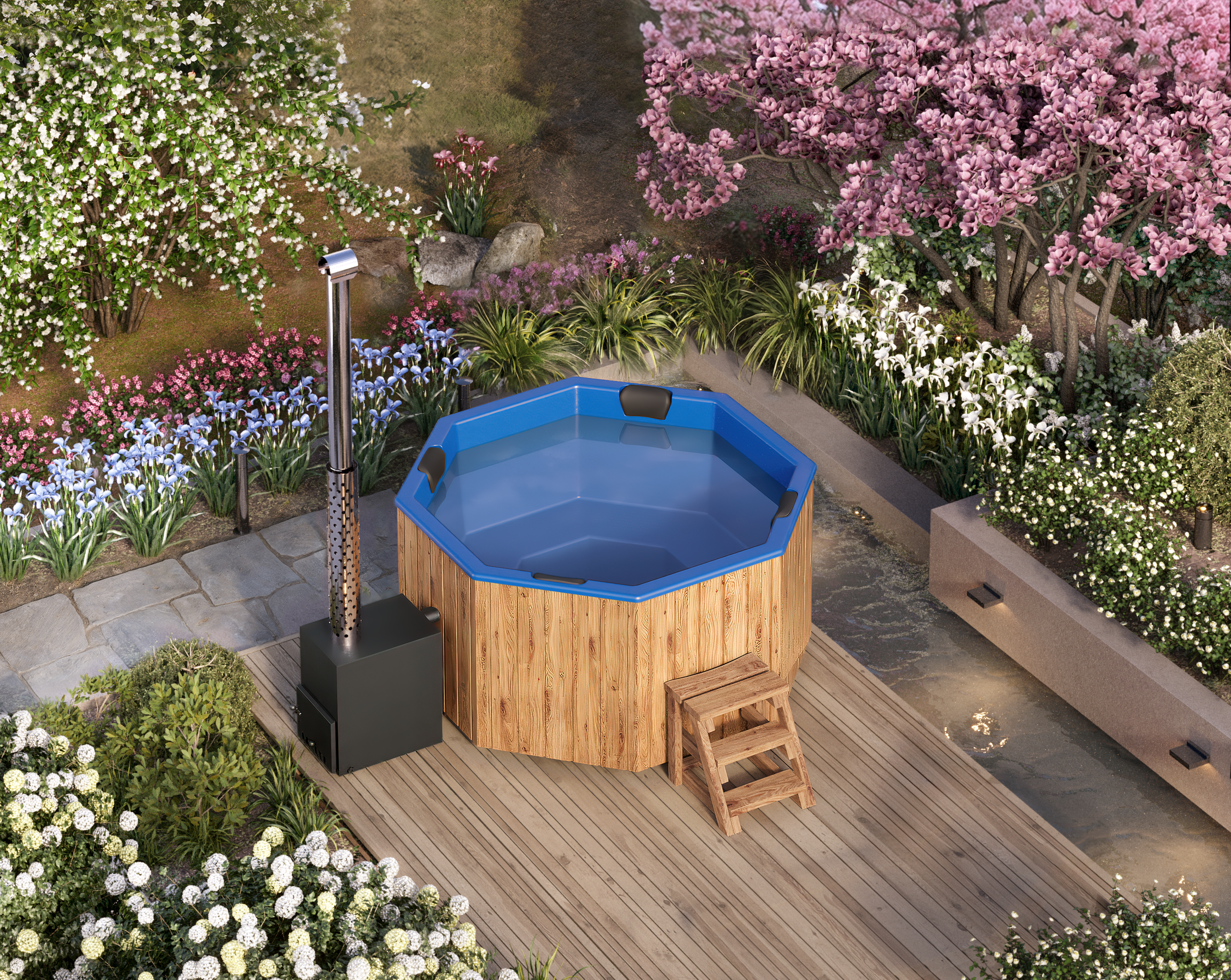 Vildmarksbad Fiberglas Octa - 2x2m - 7 personer