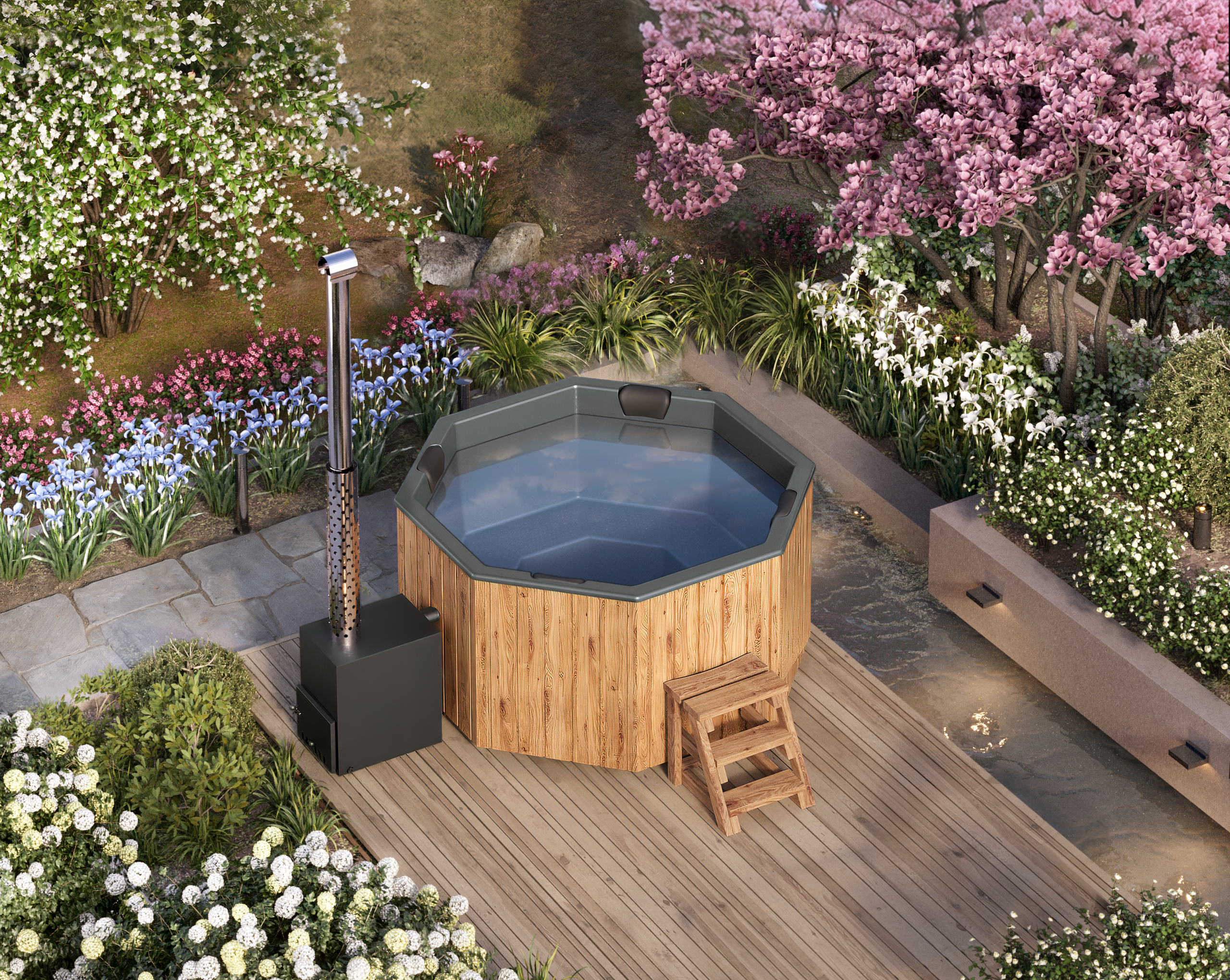 Vildmarksbad Fiberglas Octa - 2x2m - 7 personer