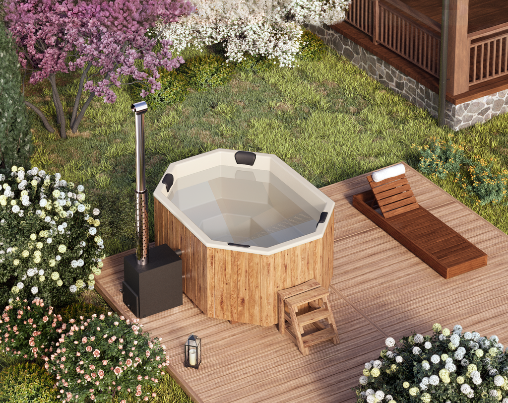 Vildmarksbad Fiberglas Octa - 2,4x1,8m - 9 personer