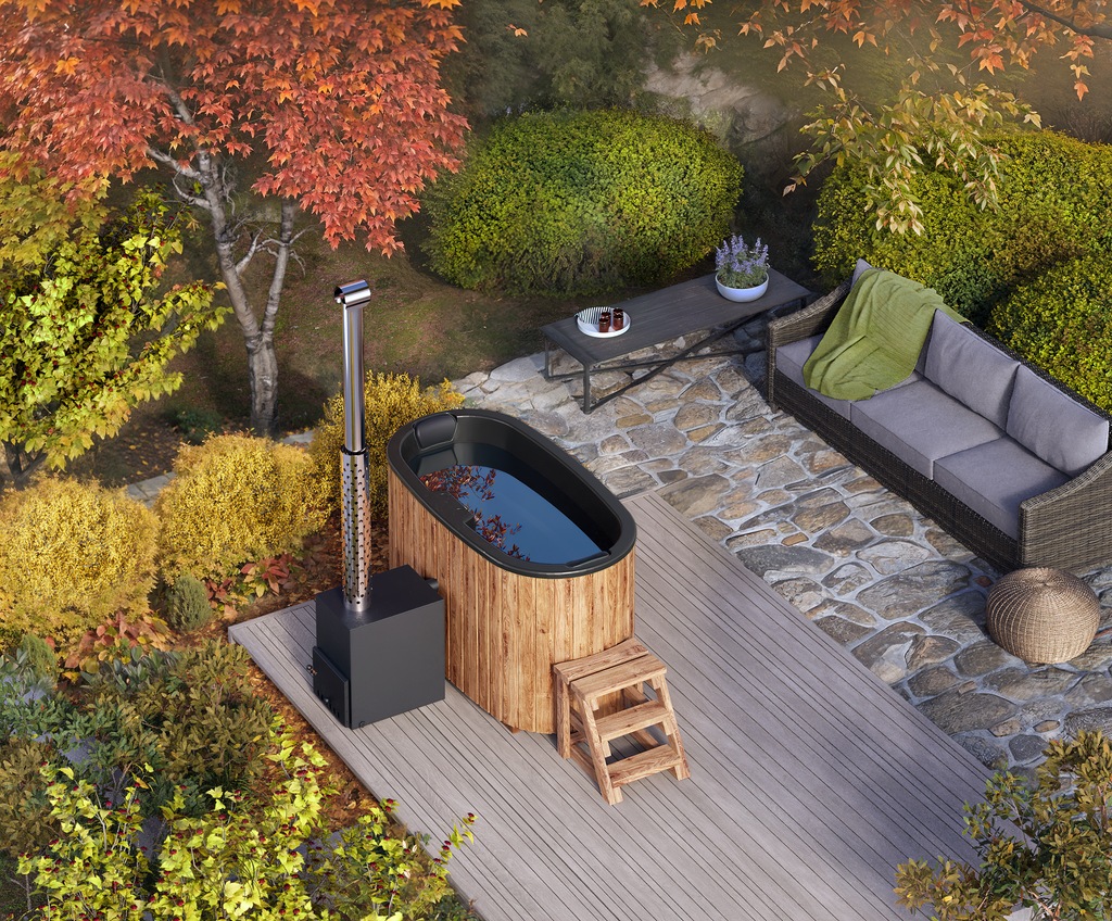 Vildmarksbad Fiberglas Oval - 1,85x0,95m - 2 personer