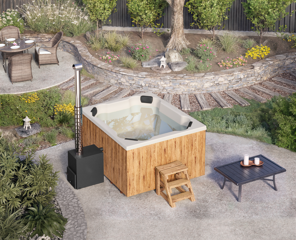 Vildmarksbad Fiberglas Quatro - 2x1,7m - 8 personer