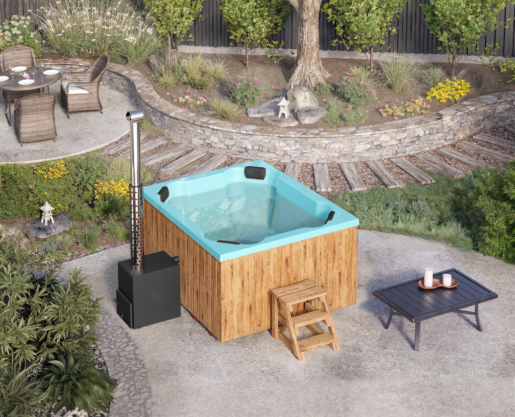 Vildmarksbad Fiberglas Quatro - 2x1,7m - 8 personer
