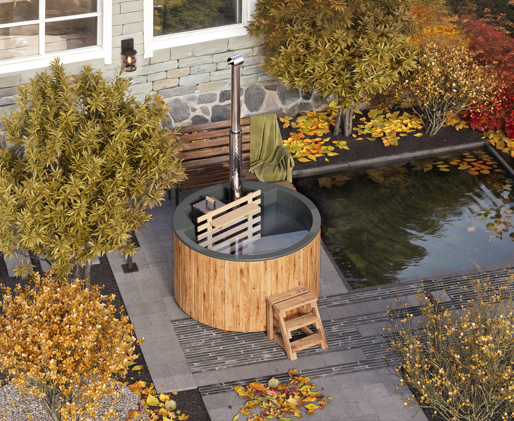 Vildmarksbad Fiberglas Round - Ø1,8m - Indvendig ovn - 3 personer