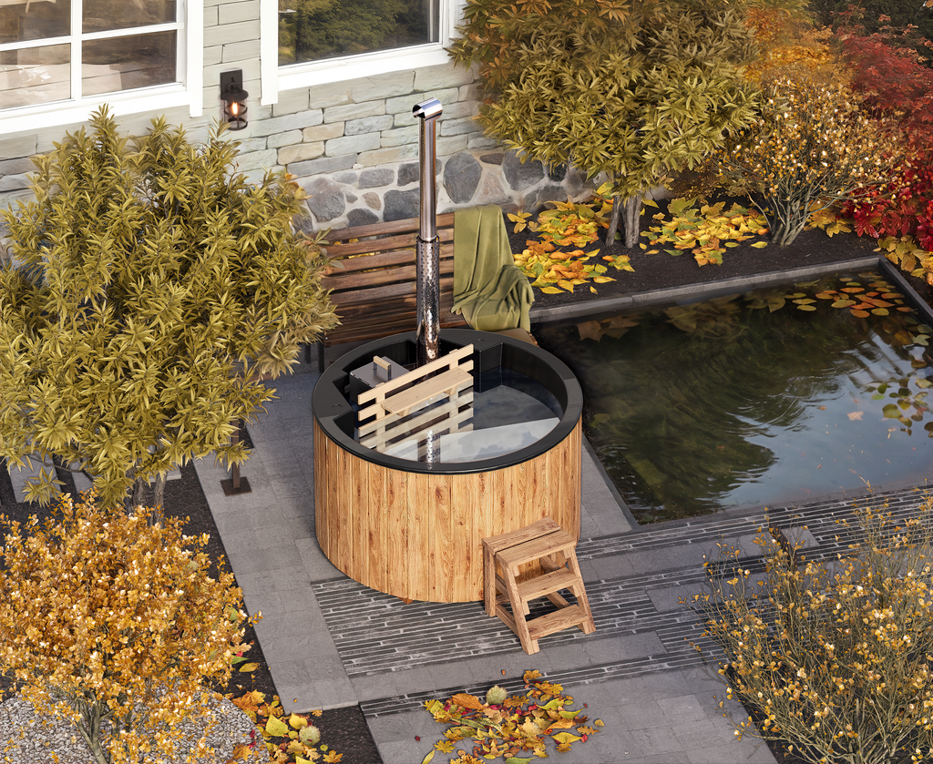 Vildmarksbad Fiberglas Round - Ø1,8m - Indvendig ovn - 3 personer