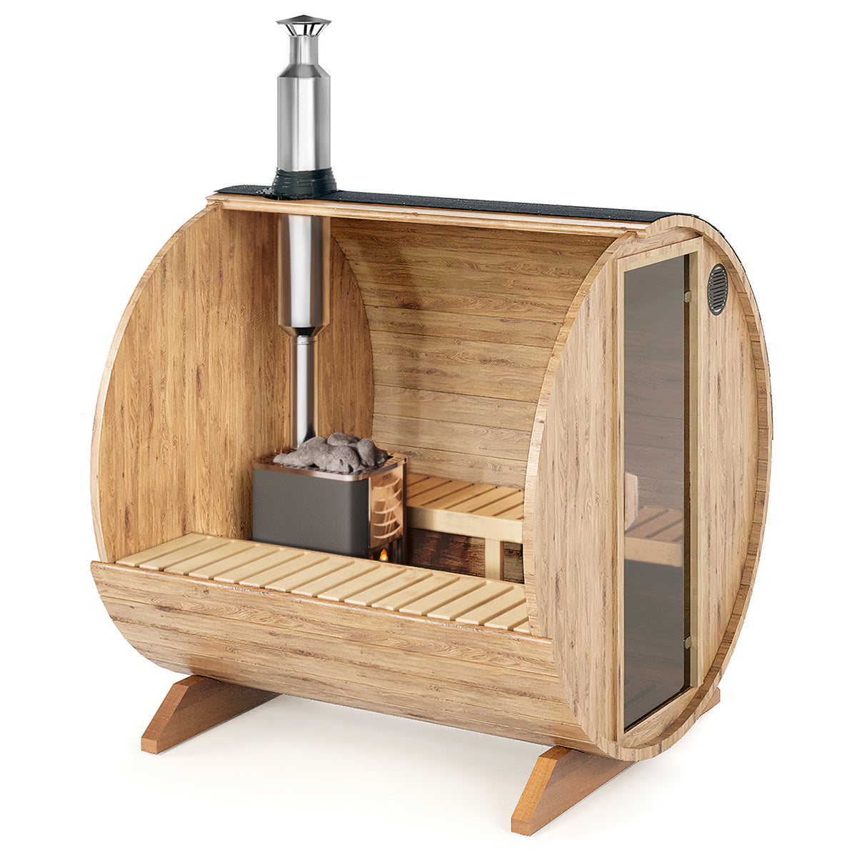 Outdoor Barrel Sauna - Ø2m/L2,3m - 4 personer