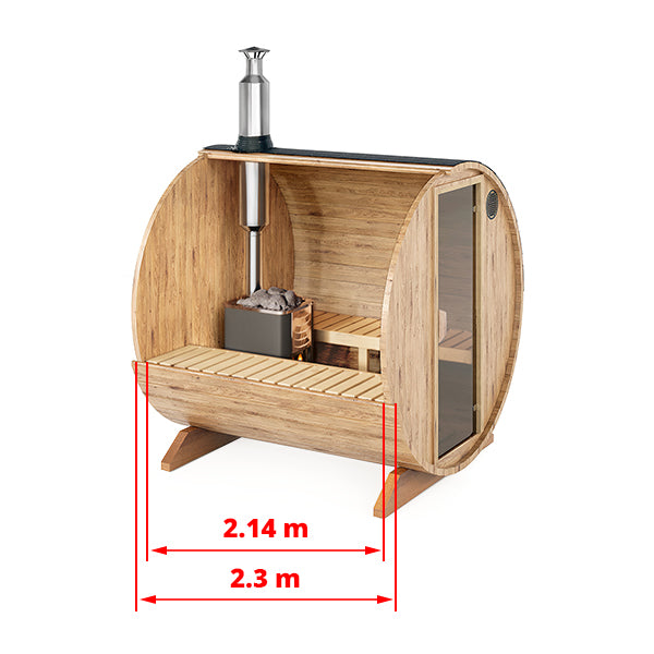 Outdoor Barrel Sauna - Ø2m/L2,3m - 4 personer