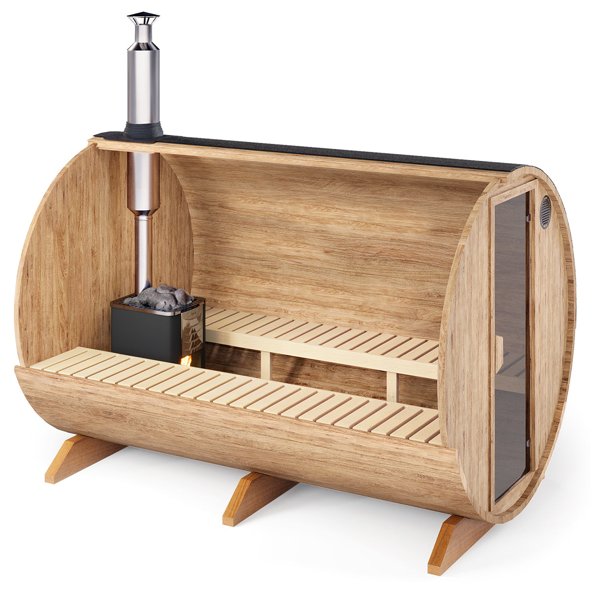 Outdoor Barrel Sauna - Ø2m/L3m - 6 personer