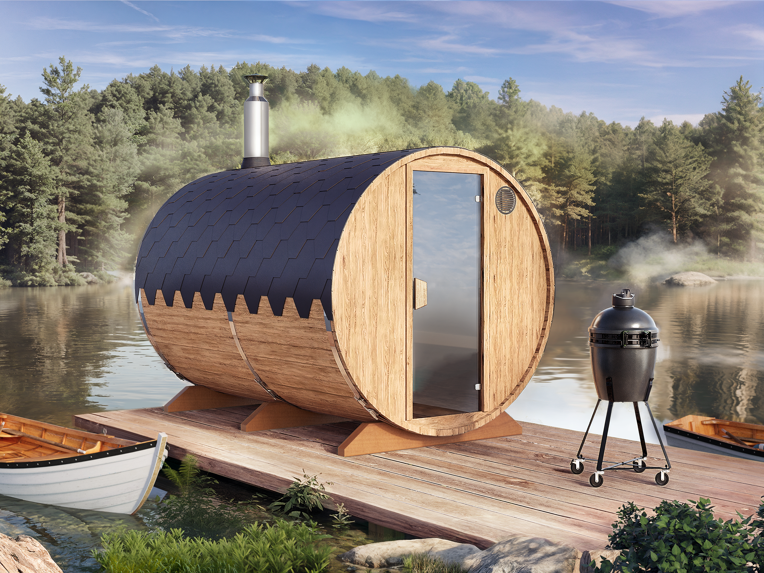 Outdoor Barrel Sauna - Ø2m/L3m - 6 personer