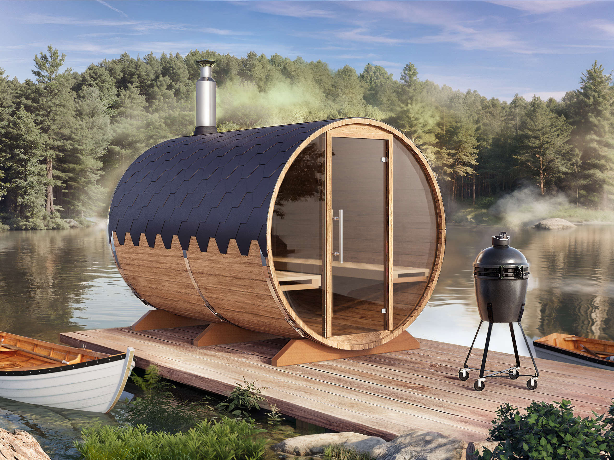 Outdoor Barrel Sauna - Ø2m/L3m - 6 personer