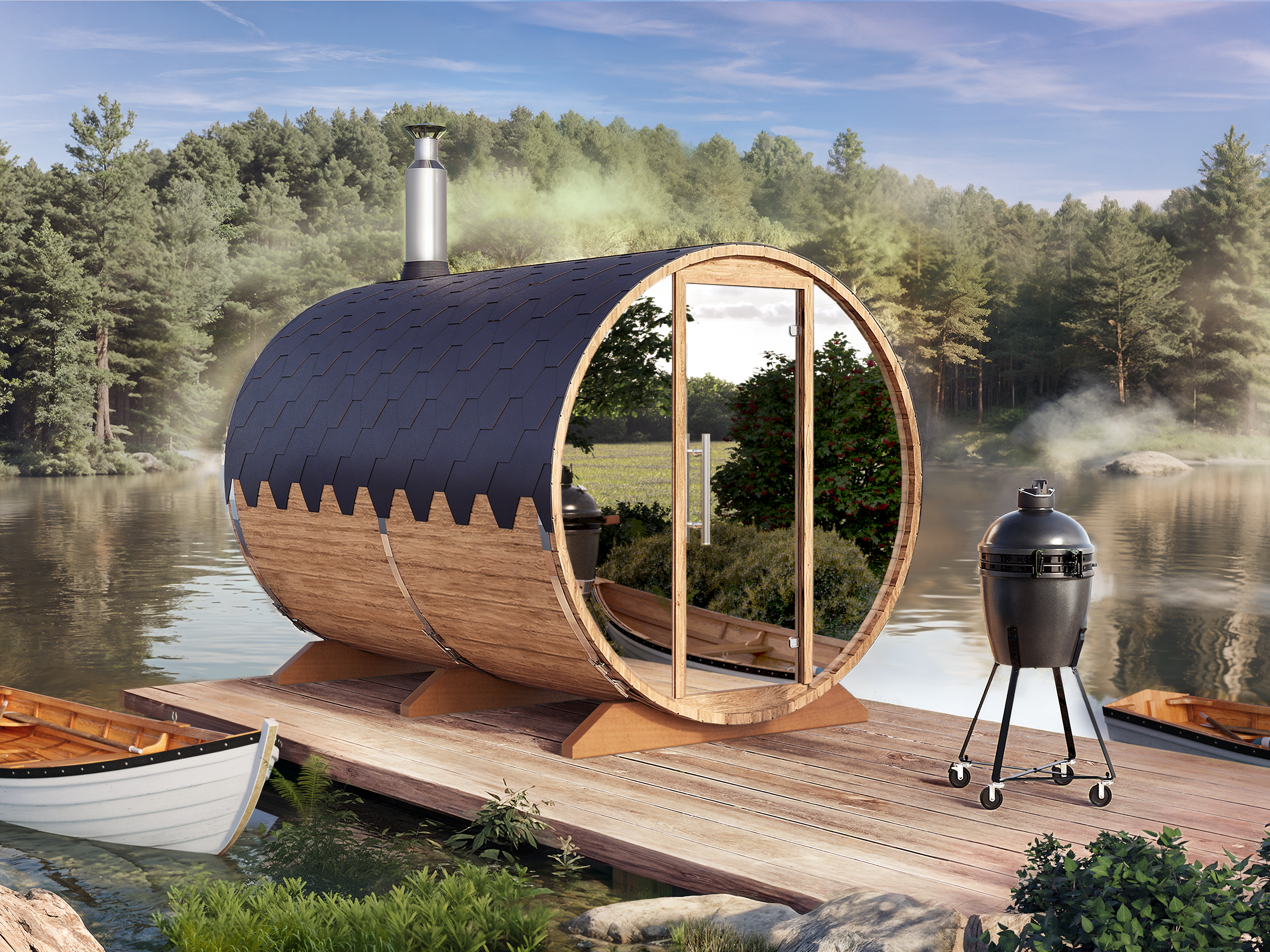 Outdoor Barrel Sauna - Ø2m/L3m - 6 personer