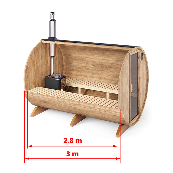 Outdoor Barrel Sauna - Ø2m/L3m - 6 personer
