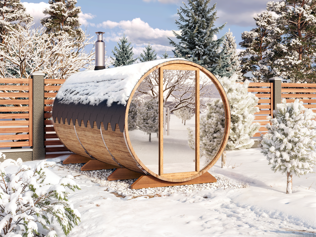 Outdoor Barrel Sauna - Ø2m/L4m - med omklædningsrum - 8 personer