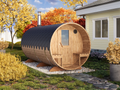Outdoor Barrel Sauna - Ø2m/L4m - m. udendørs siddepladser og omklædningsrum - 4 personer