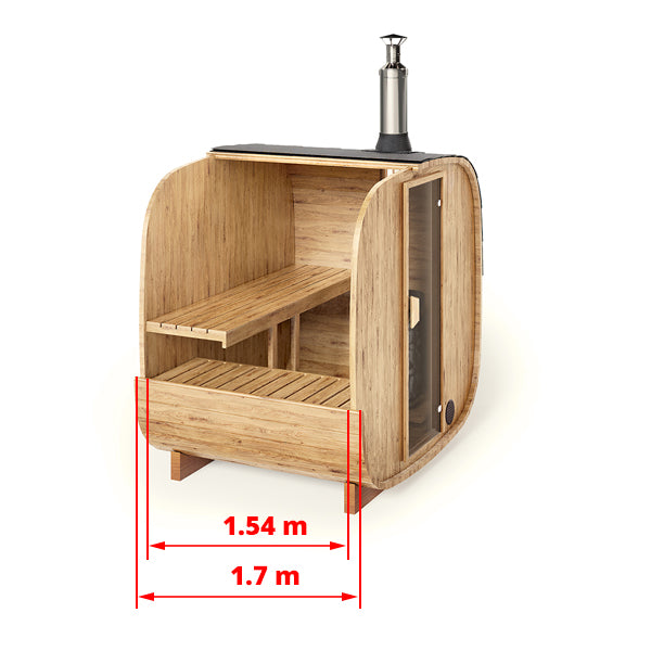 Outdoor Cube Barrel Sauna - Ø2,2m/L1,7m - 3 personer