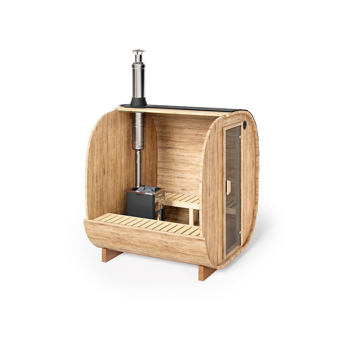 Outdoor Cube Barrel Sauna - Ø2,2m/L2,3m - 4 personer
