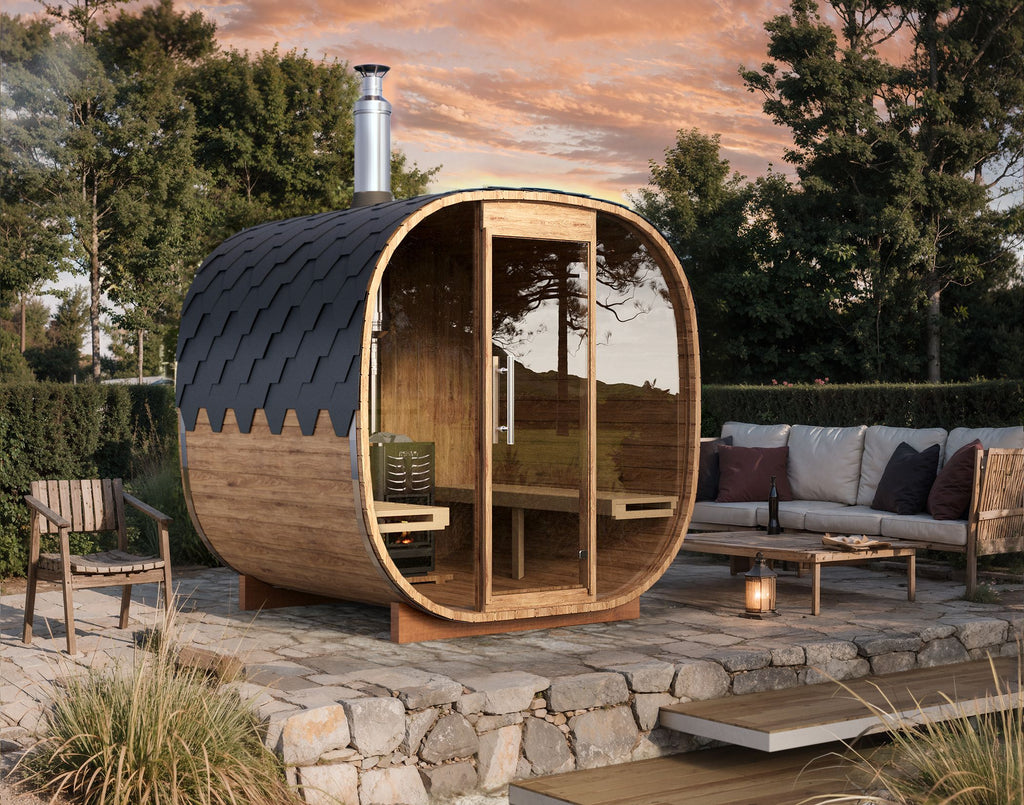 Outdoor Cube Barrel Sauna - Ø2,2m/L2,3m - 4 personer