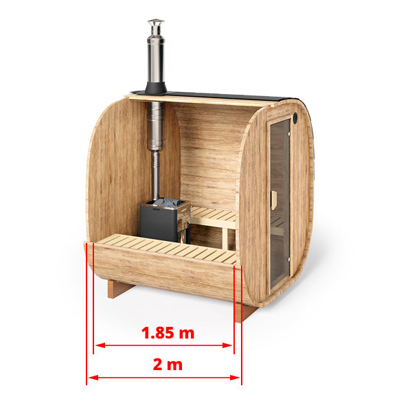 Outdoor Cube Barrel Sauna - Ø2,2m/L2,3m - 4 personer