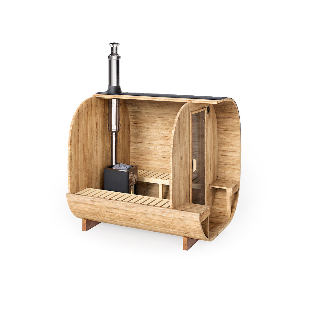 Outdoor Cube Barrel Sauna - Ø2,2m/L2,4m - 4 personer