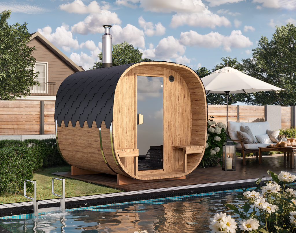 Outdoor Cube Barrel Sauna - Ø2,2m/L2,4m - 4 personer