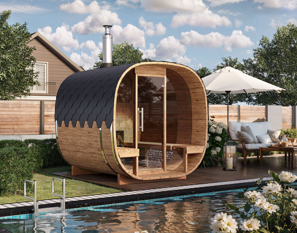 Outdoor Cube Barrel Sauna - Ø2,2m/L2,4m - 4 personer