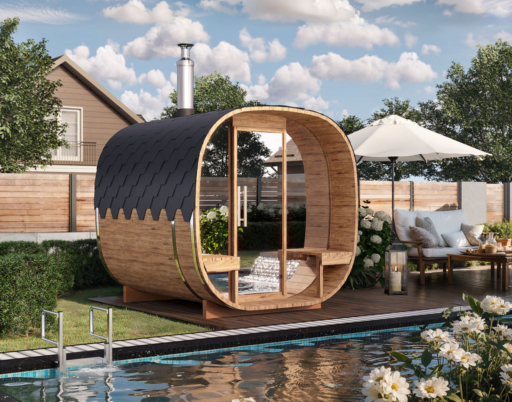 Outdoor Cube Barrel Sauna - Ø2,2m/L2,4m - 4 personer