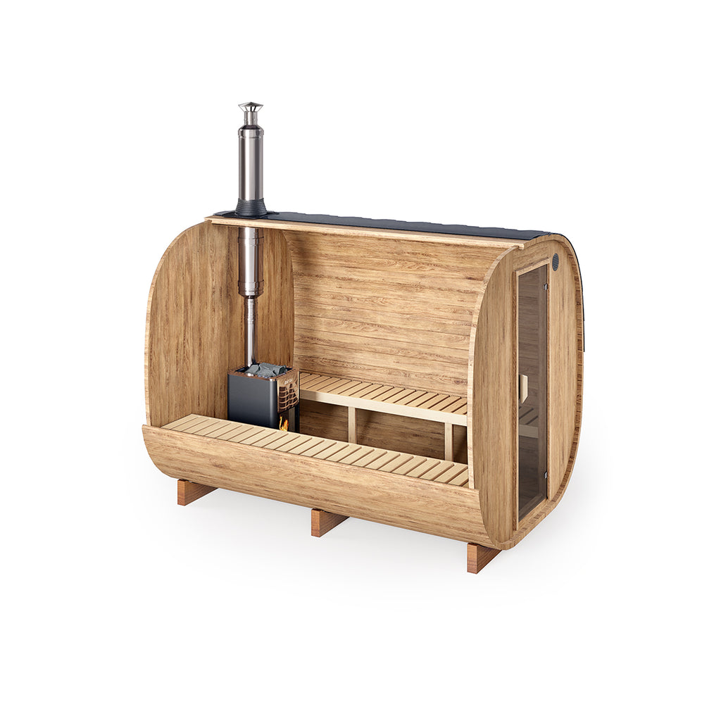 Outdoor Cube Barrel Sauna - Ø2,2m/L3m - 6 personer