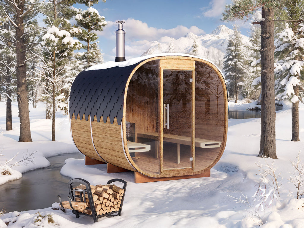 Outdoor Cube Barrel Sauna - Ø2,2m/L3m - 6 personer